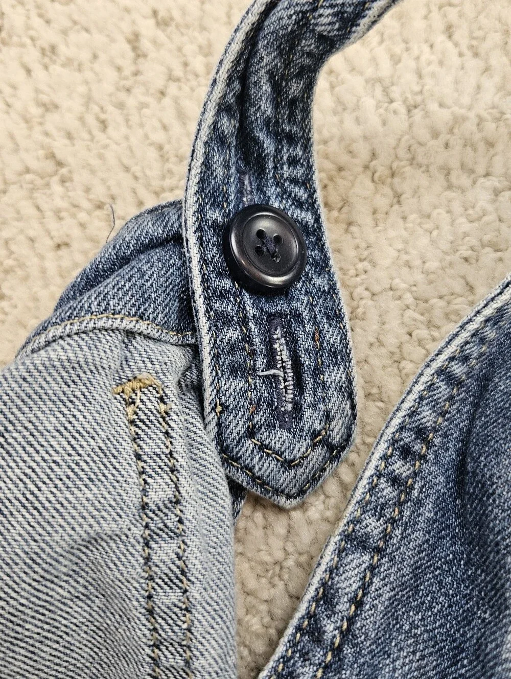Gap Denim Overalls Short Shortalls Girls L Frayed Distressed Adjustable Pockets